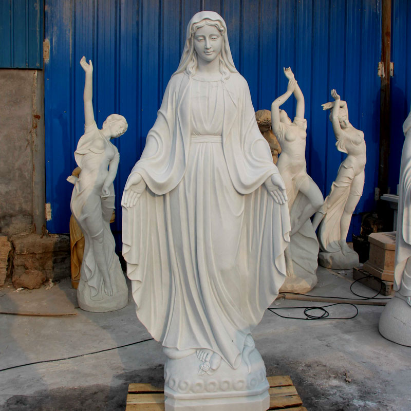 white mary statue saint agnes holding