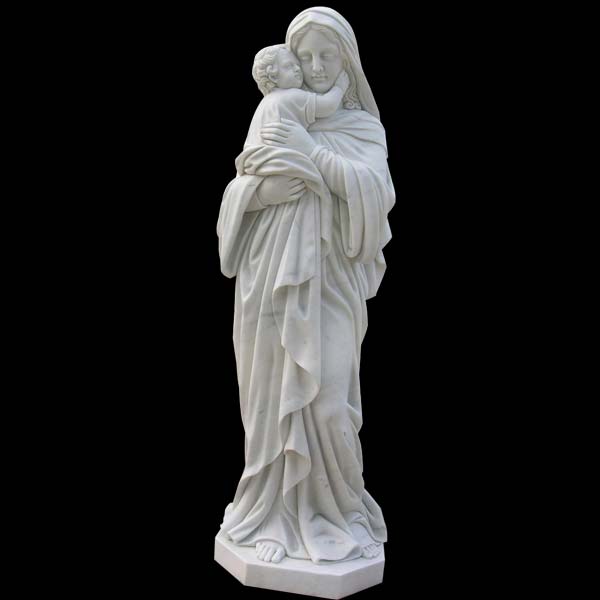White madonna and christ life size holy mary marble garden statues for sale TCH-82