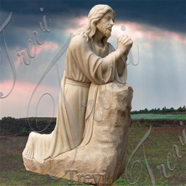 Life size  marble kneeling jesus prayer outdoor statue for sale TCH-14