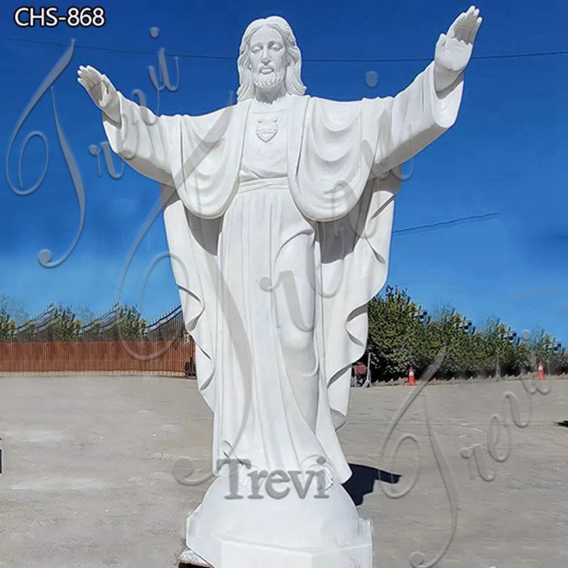 Marble-Jesus-Statue-with-religiopus Open-Hands-for-Church-Trevi Sculpture
