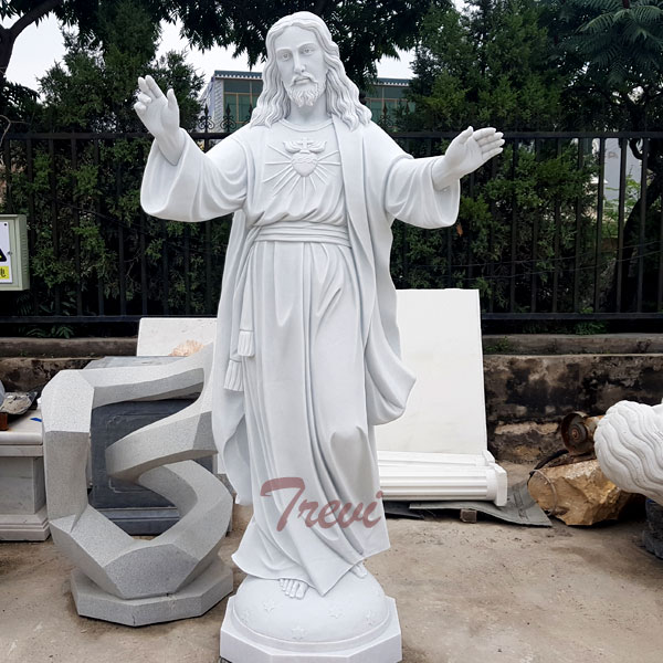 Our Lord jesus sacred heart white marble religious garden statues for sale TCH-202