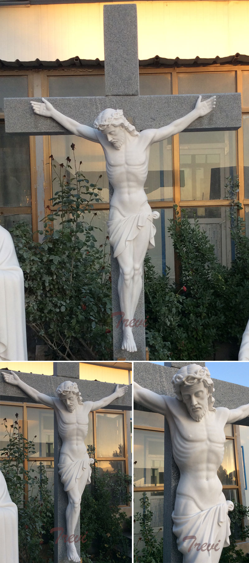 Outdoor marble religious statues the crucifixion of jesus christ on the cross for church decorations