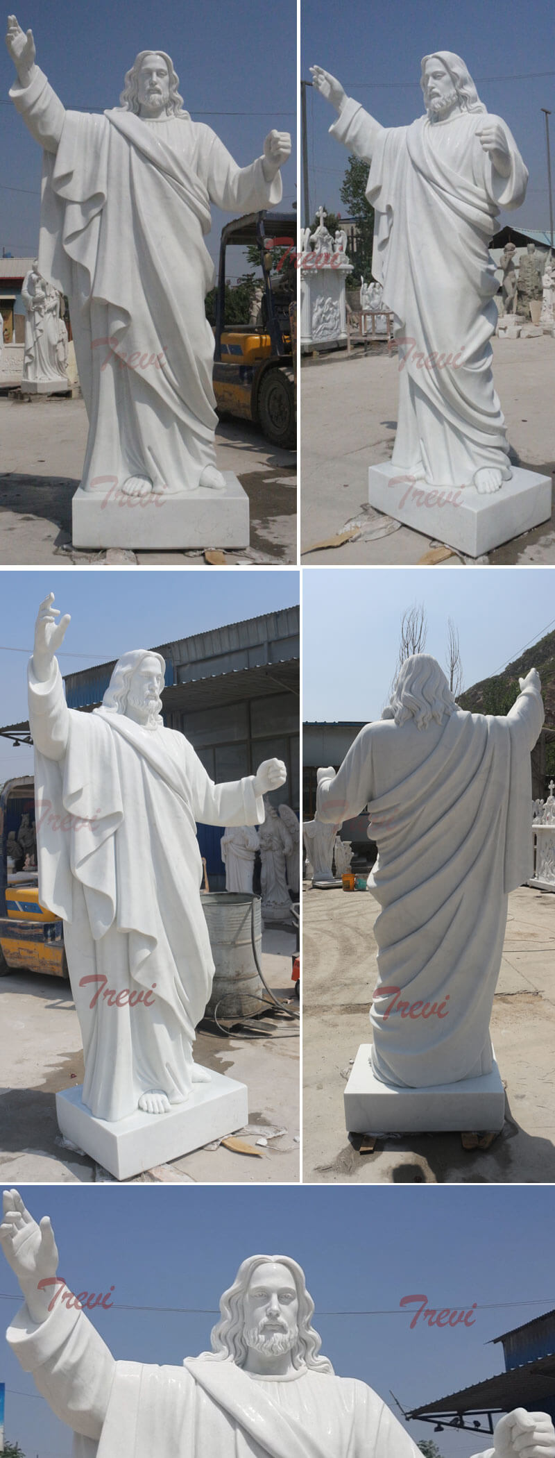 Religious outdoor garden marble statues of large christ Jesus for catholic church decor details