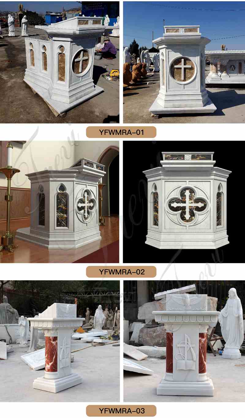 Beige catholic marble altar