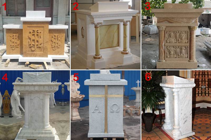 Large Natural Marble Church Altar Table with Relief Catholic Decor for Sale 1