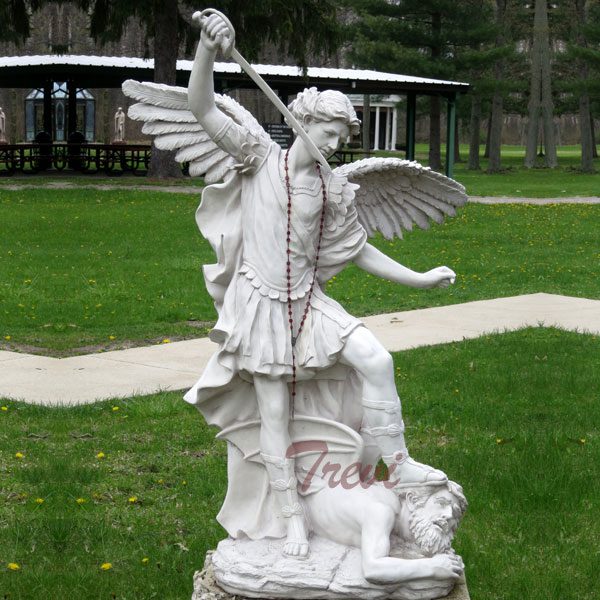 Famous St. Michael White Marble Sculpture Outdoor Decor for Sale CHS-743