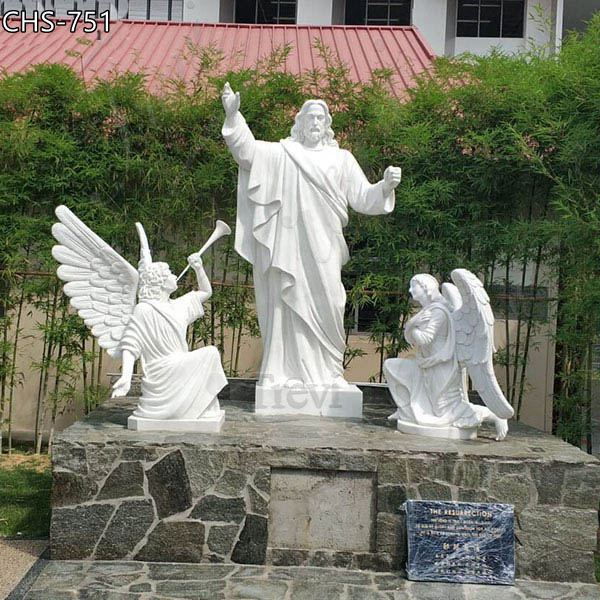 White Marble Jesus with Angels Statue Outdoor Decor for Sale CHS-751