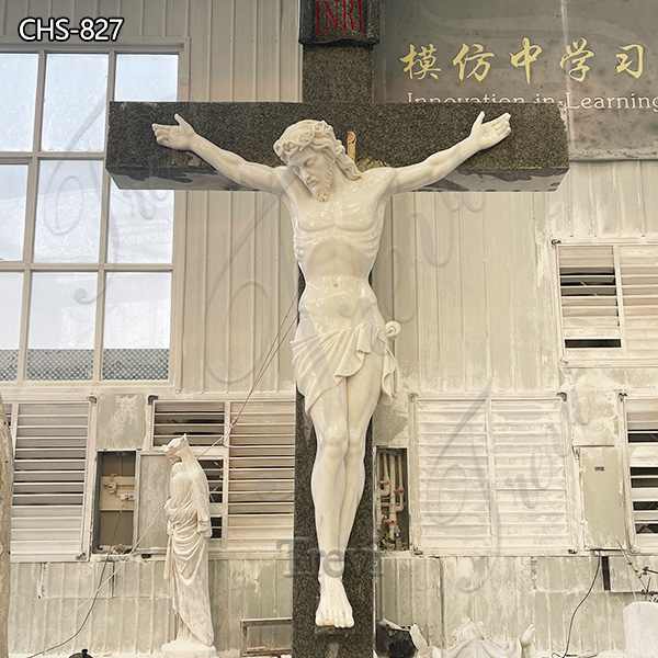 Hand Carved White Marble Crucifix Church Decor Factory Supply CHS-827