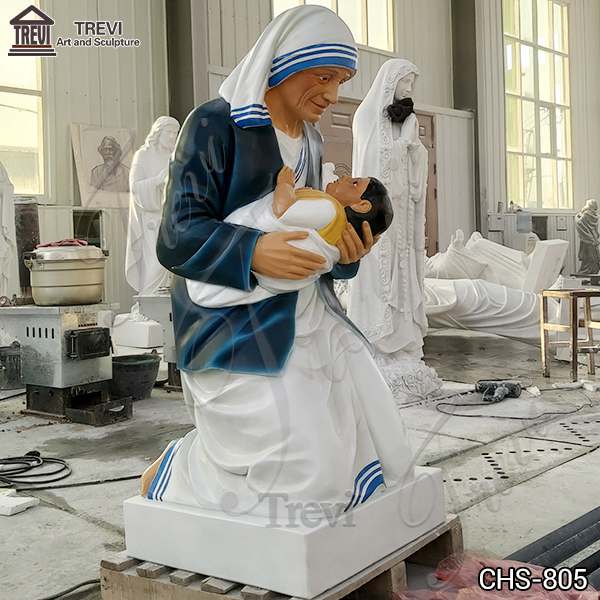 Life size Mother Teresa Marble Statue Holding A Baby for Sale CHS-805