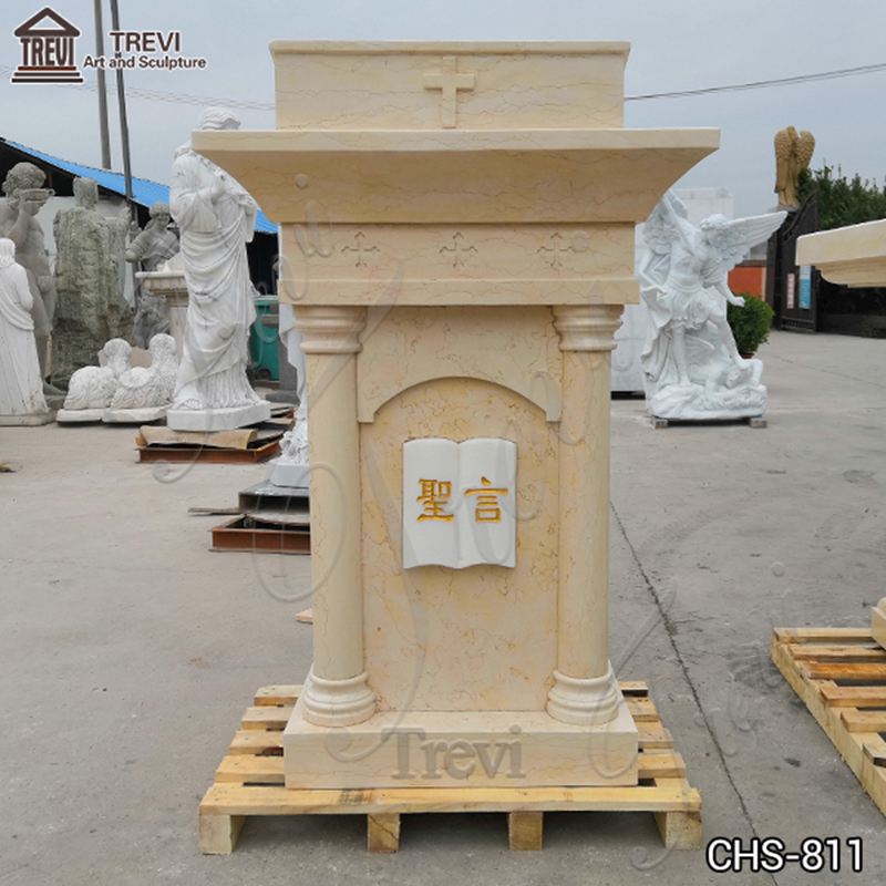 Beige Marble Catholic Church Pulpit with Natural Beautiful Veins CHS-811