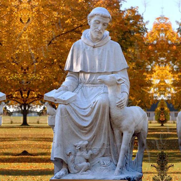 Life Size Saint Francis Marble Statues Garden Decor for Sale CHS-709