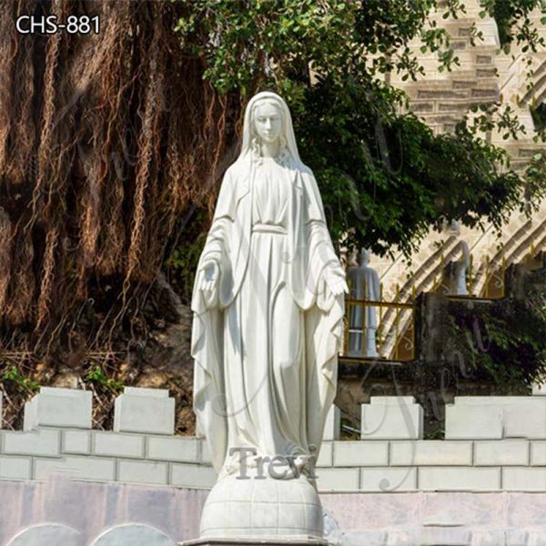 White Natural Marble Virgin Mary Statue Outdoor Decor for Sale CHS-881