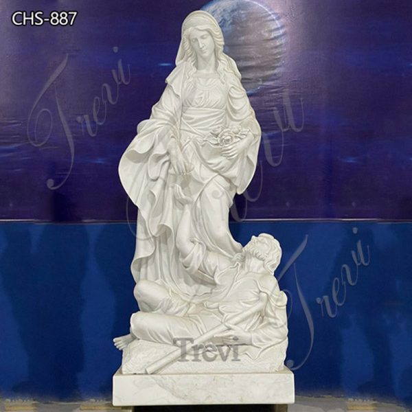 White Marble St Elizabeth with Beggar Statue Supplier CHS-887