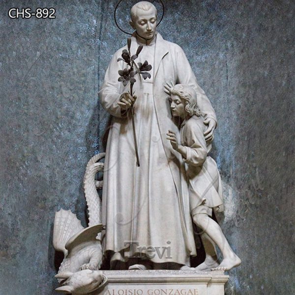 Hand Carved Marble St Aloysius Gonzaga Church Statue for Sale CHS-892