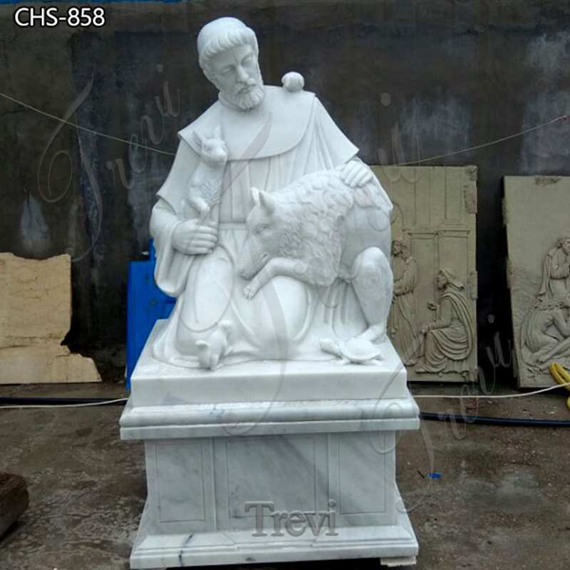 Hand Carved Marble St. Francis Garden Statue with Animals for Sale CHS-858