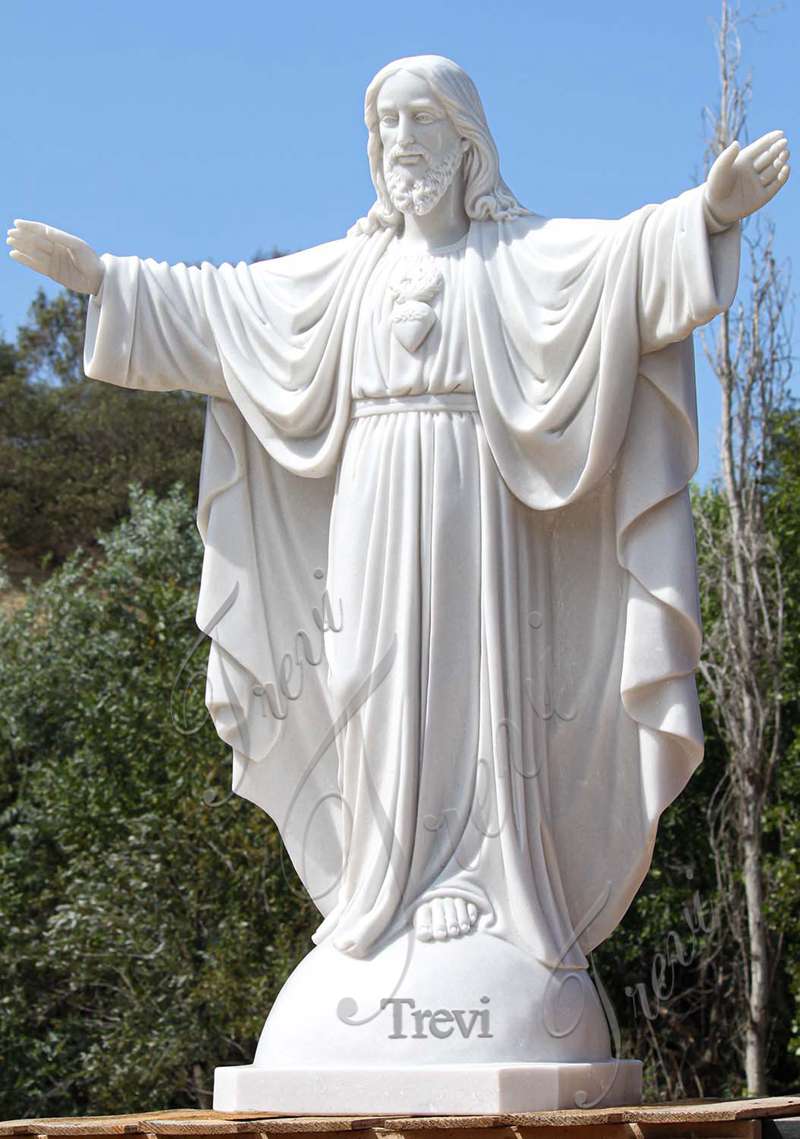 beautiful-white-marble-standing-jesus-statue-with-arms-wide-open-sculpture-Trevi Sculpture