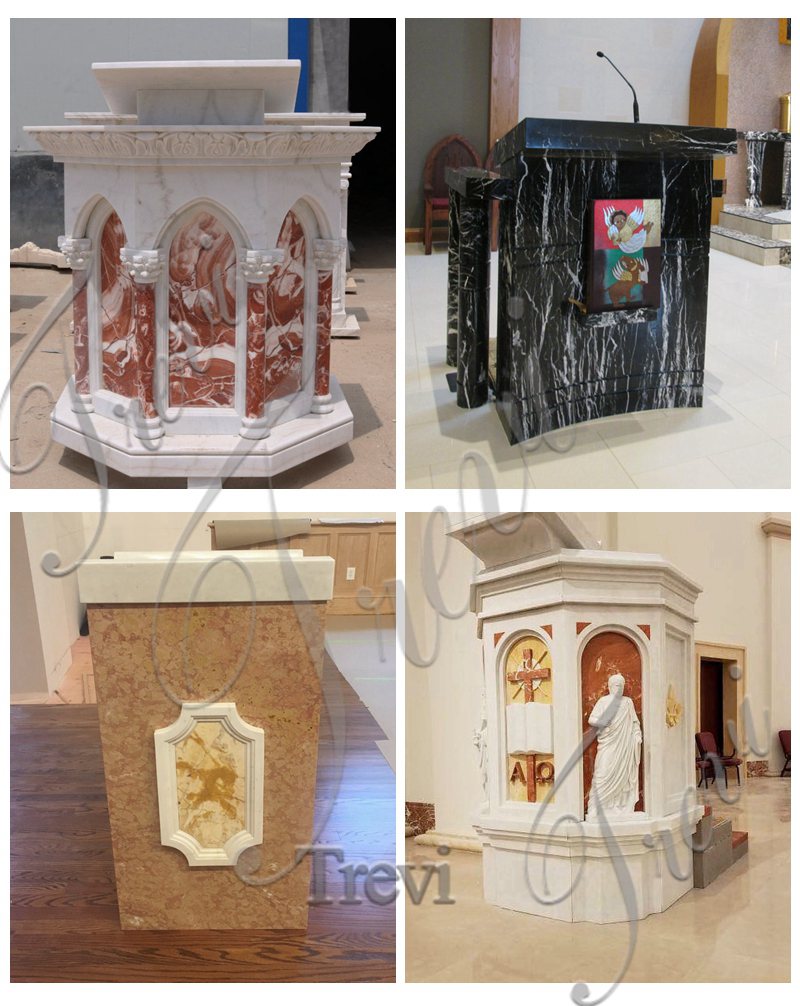 catholic white marble pulpit-Trevi Sculpture