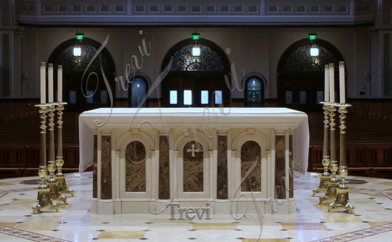 hand-carved white marble altar-Trevi Sculpture