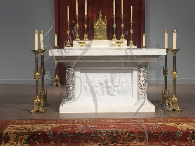 white religious marble altar for church-Trevi Sculpture