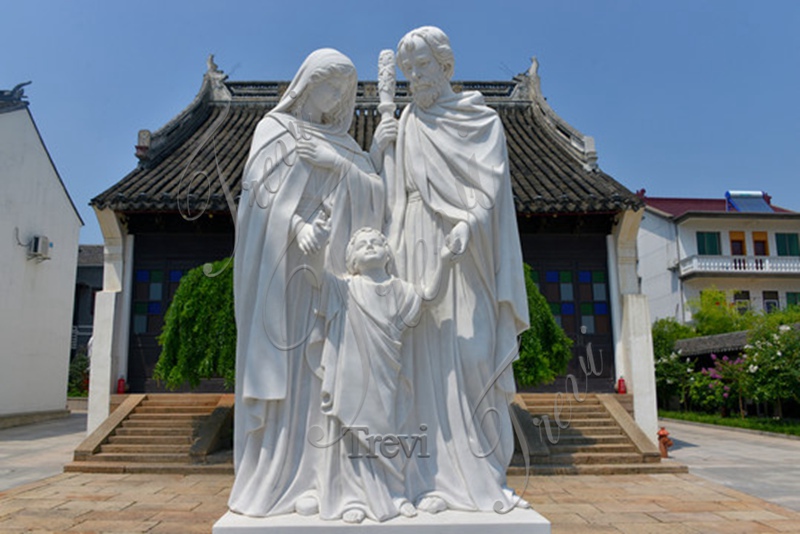 white holy marble family statue