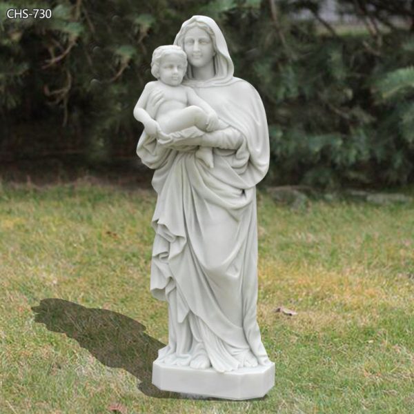 Life-Size Marble Madonna and Child Outdoor Statue Church Decor on Sale