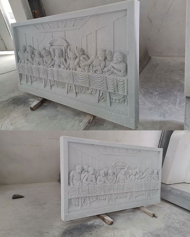 Handcarved Marble Last Supper Relief Wall Sculpture Church Decor Our
