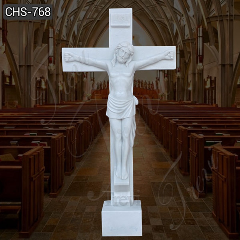 White Marble Jesus Crucifix Statue Factory Supply for Sale CHS-288