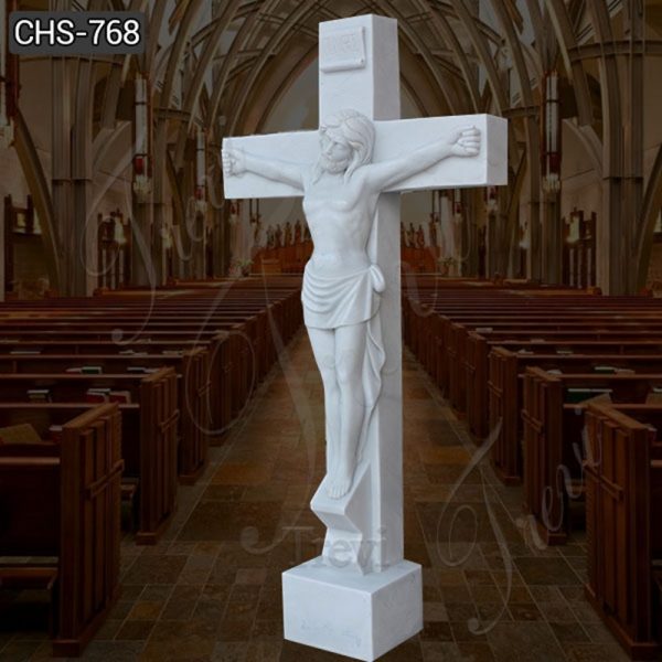 White Marble Jesus Crucifix Statue Factory Supply for Sale CHS-288