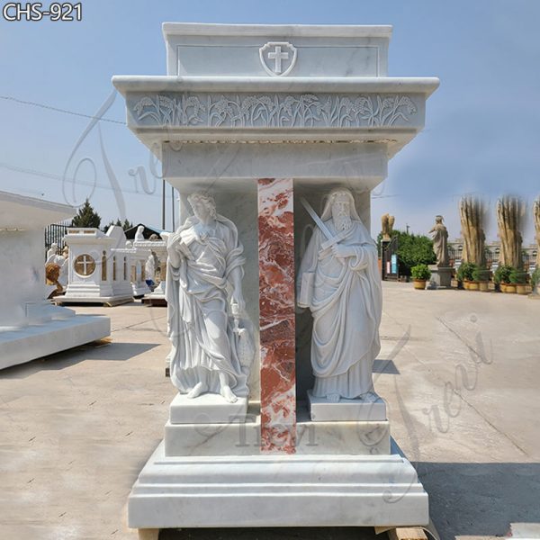 Hand-Carved Marble Pulpit with Saint Sculptures for Sale CHS-921