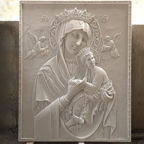 Marble Relief of The Virgin of Perpetual Help for Sale