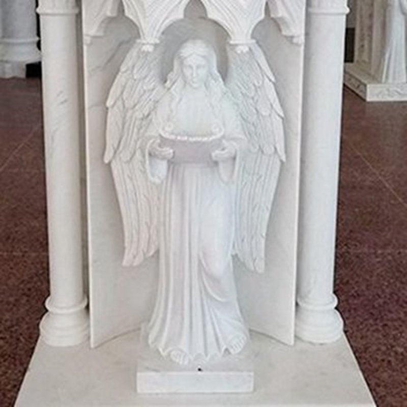 White Marble Pulpit with Angel Statue on Sale