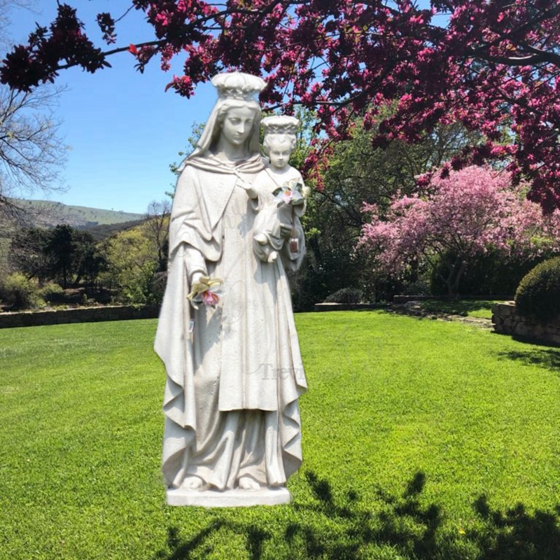 White Marble Our Lady of Mount Carmel Statue for Sale1