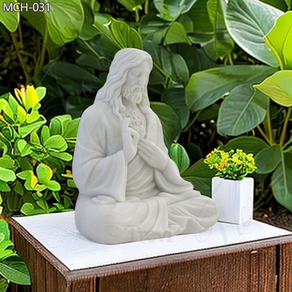 Religious Church Jesus Meditating Marble Statue for Sale