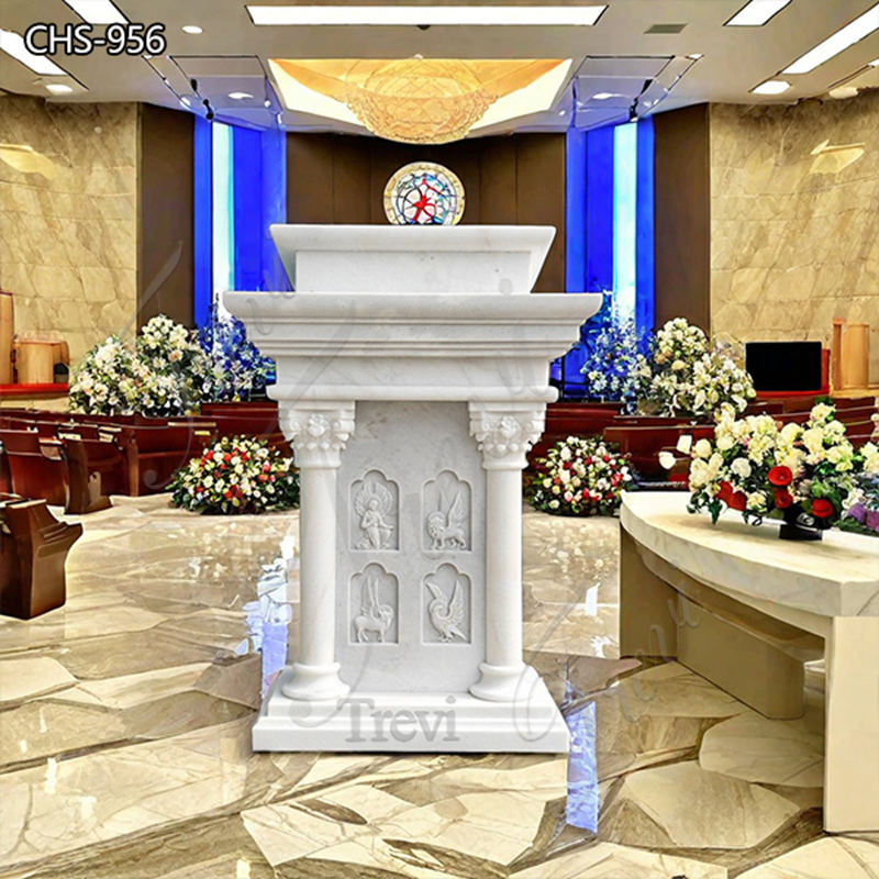 White Marble Four Gospels Church Pulpit Supplier